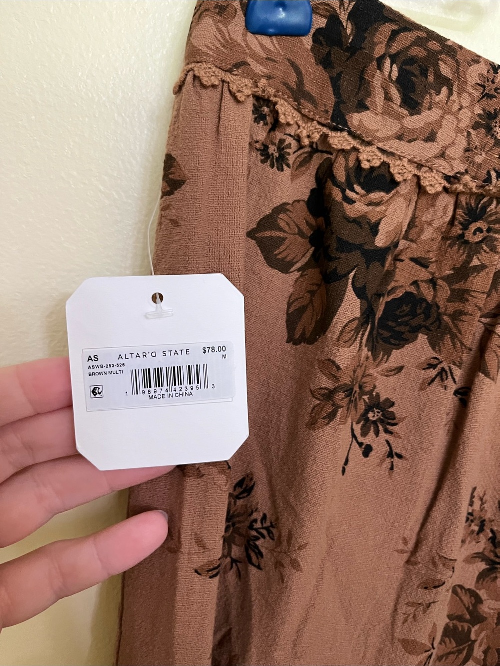 NEW Altar’d State Brown Floral Maxi Skirt Size Medium NWT - Picture 5 of 8